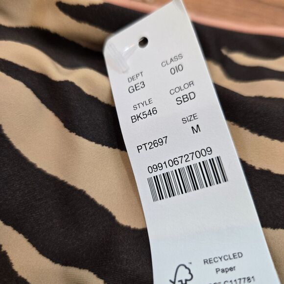 J. Crew Square Neck Bikini Top Only Womens Size M Brown Zebra Stripe New BK546 - Picture 3 of 4